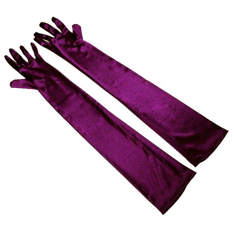 

Mercerized Fashionable All-Match Stage Bridal Wedding Gloves Dark purple All yards