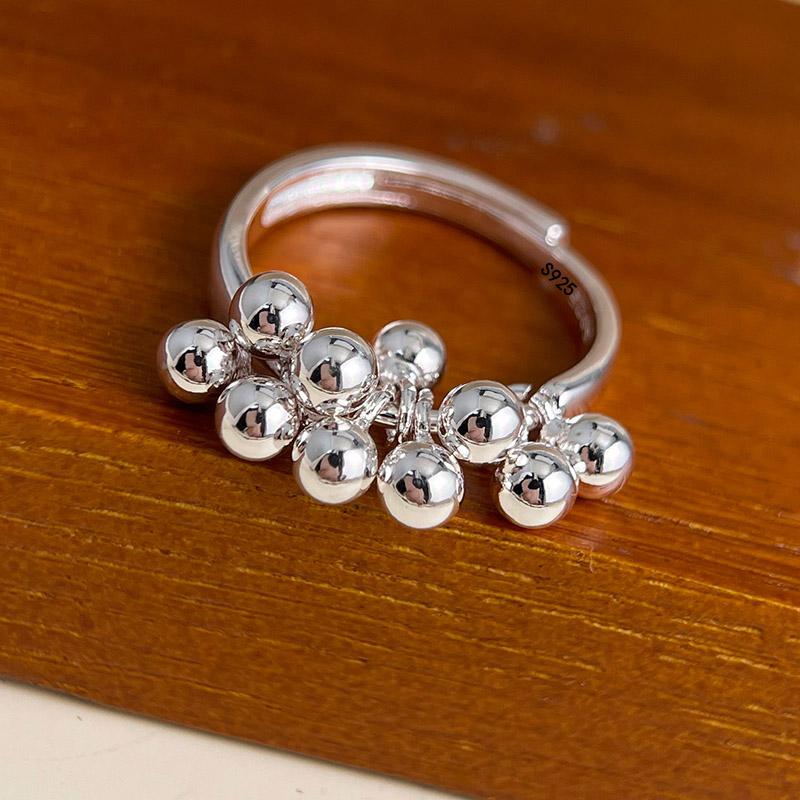 

925 Sterling Silver Rings for Women Couple Minimalist Handmade Small Bell Tassel Ring Fine Jewelry Gift Prevent Allergy resizable