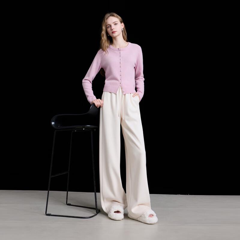 Sancai 2025 Winter Elastic High-Waist Wide-Leg Casual Pants