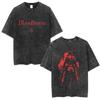 Fit Summer Bloodborne Game Peripheral Printed Washed Distressed Shortsleeved Tshirts For Unisex And Unisex Retro And Loose