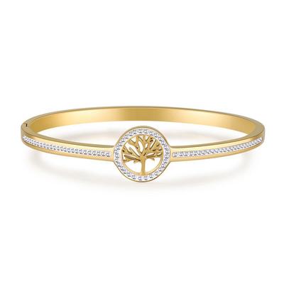 Damen Titanstahl Diamant Lebensbaum Armreif - Nicht verblassender Edelstahl Armreif