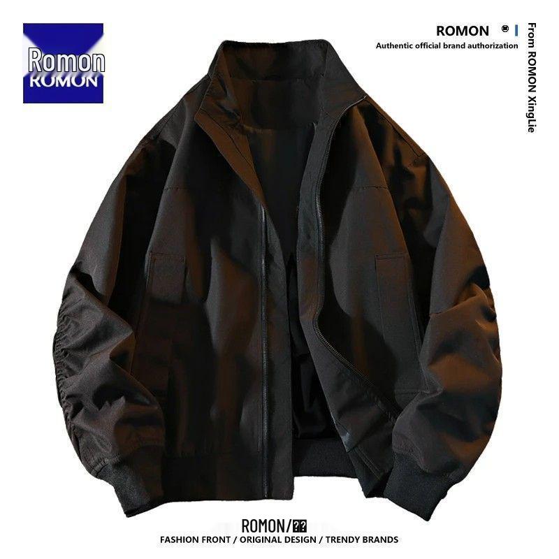 

Luomon Men s Autumn Windproof Short Coach Jacket, Wide Fit, Deconstructed American Tough Style, Loose Casual. 2XL (170-190 jin) чорний