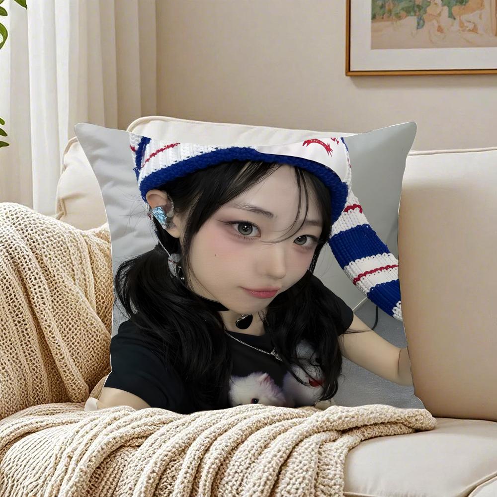 Idol Kpop QWER HHina Cushion Cover Pillowcase Antidustmite Living Room Sofa Decor Cushion Room
