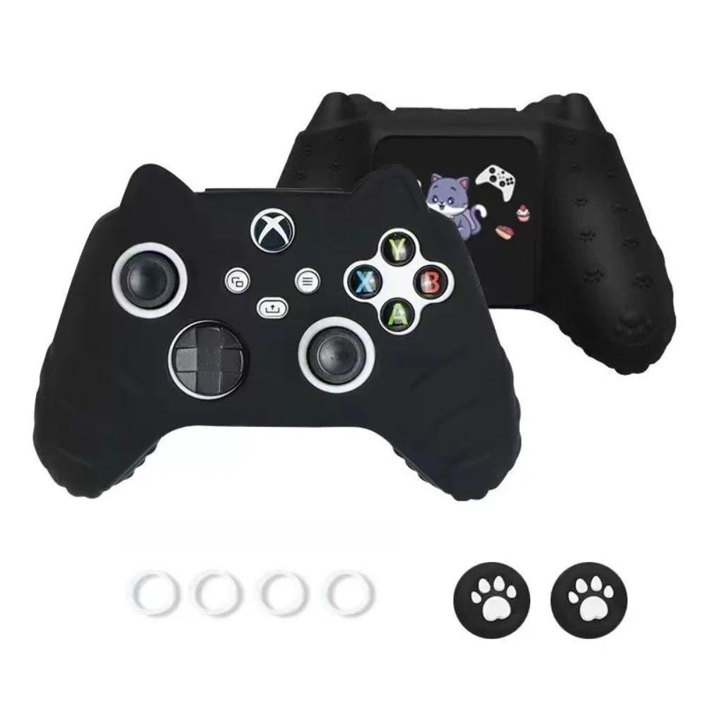 

Silicone Controller Protector Cat Paw Design Non-Slip Soft Shell Case Solid Color Anti-fall Joystick Grip Cover for Xbox Series чёрный