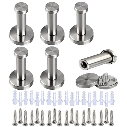

akindou 5kg Capacity Stainless Steel Wall Hooks, Set of 6, Securely Mounts with 3 Screws and Anchors, Suitable for Concrete Walls (Total Length 70mm)