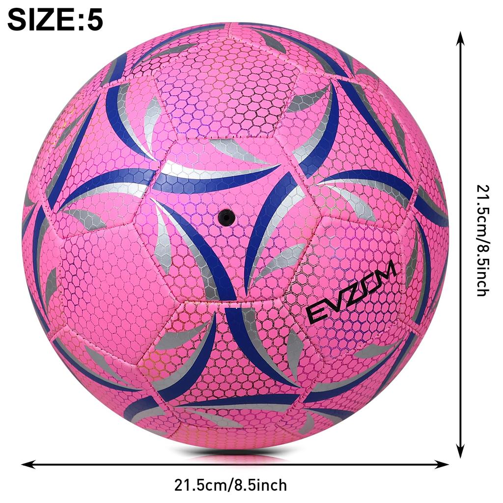 EVZOM Soccer Size for and Standard Ball for and Indoor and Outdoor Use Glow-in-the-Dark Ball, 5, Teens, Kids, Boys, Girls, Adults; School, League,