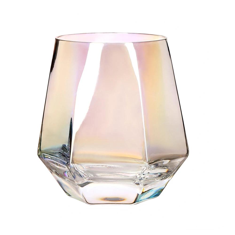 11OZ 320ml Glass Drinking Whiskey Cup Household Hexagonal Glass Diamond Shaped Geometric Juice Beer Cups Home Luxury Drinkware