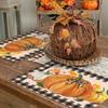 Pumpkin Buffalo Plaid Placemats Halloween Thanksgiving Table Mats Set of 4, 12x18 Inch Fall Autumn Decor for Party Kitchen Dining Decor Maple Leaf