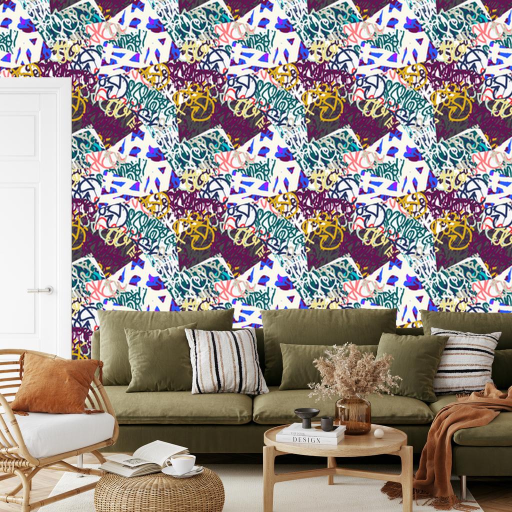 Stylish graffiti wallpaper for living room and bedroom 50x1000