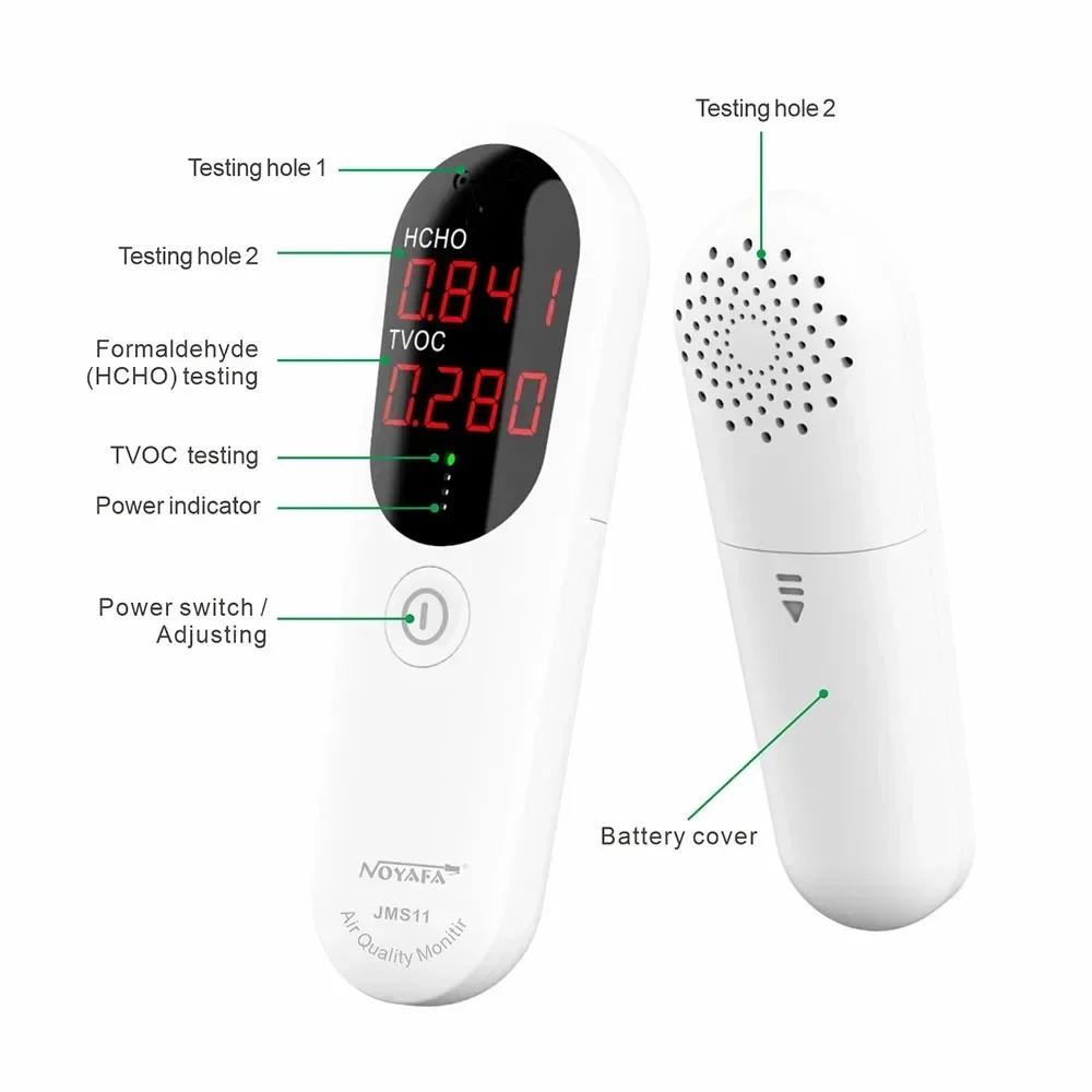 Air Monitor Tester JMS11 HCHO TVOC Air Quality Detector Gas Formaldehyde Test Indoor Pollution Meter For Car Home Office
