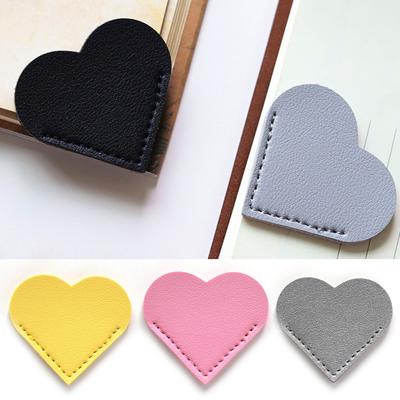 5Pcs Handcrafted Faux Leather Corner Bookmark Waterproof Soft Mini Vintage Heart-shaped Page Marker Notebook Accessory