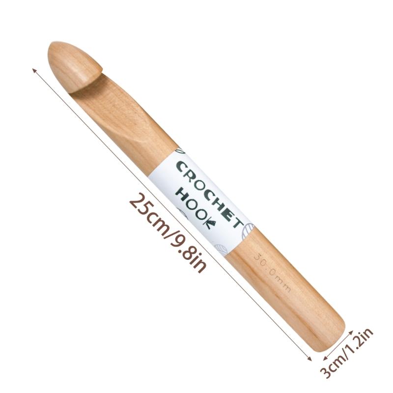Beech Crochet Hook 30mm 35mm Thick Crochet Needle for Weaving Bag, Sock X3UC