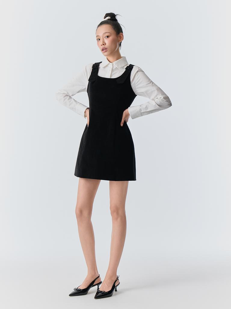 B-Flat Benetton Corduroy Dress (Black)
