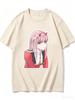 2026 New Unisex Crew Neck Casual Short Sleeve TShirt With Uniform Zero Two Bust Cutout Anime Print TShirt