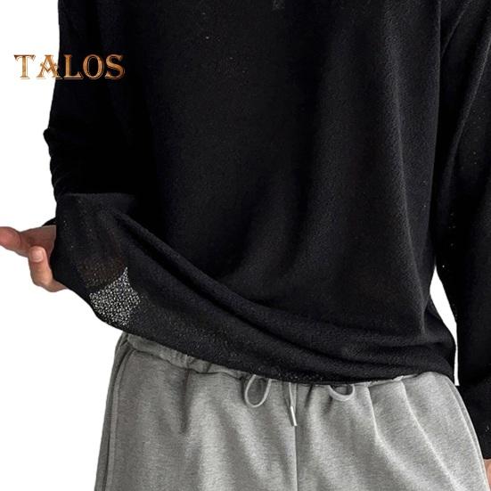 Jaro Podzim Muži Top Kulatý výstřih Dlouhé Rukávy Tenké Vyhloubené Jednobarevné Volné Pulovr střední délky Hip Hop Streetwear Mikina