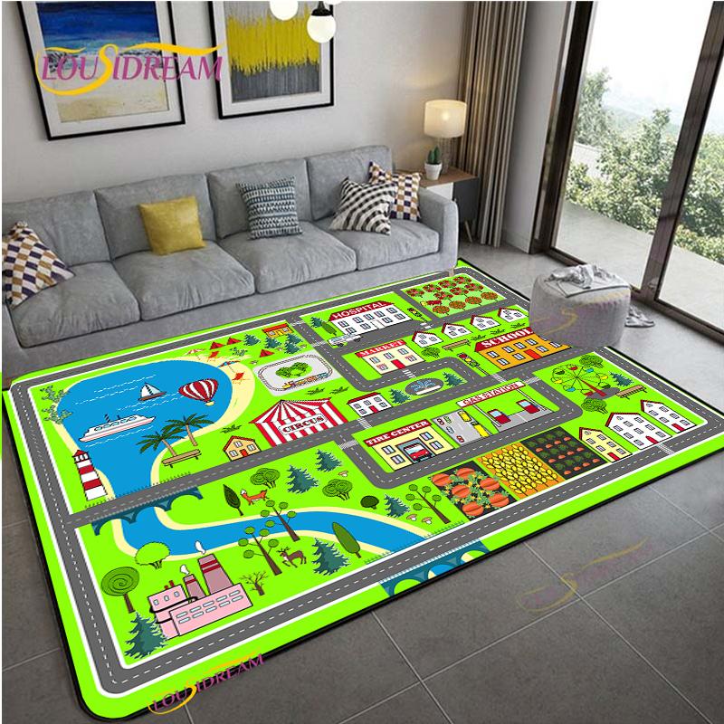 Alfombra Road Traffic Rout Map Carpet Living Room Sofa Coffee Table Bedroom Rugs Kitchen Kid Play Anti-slip Floor Mat Home Decor