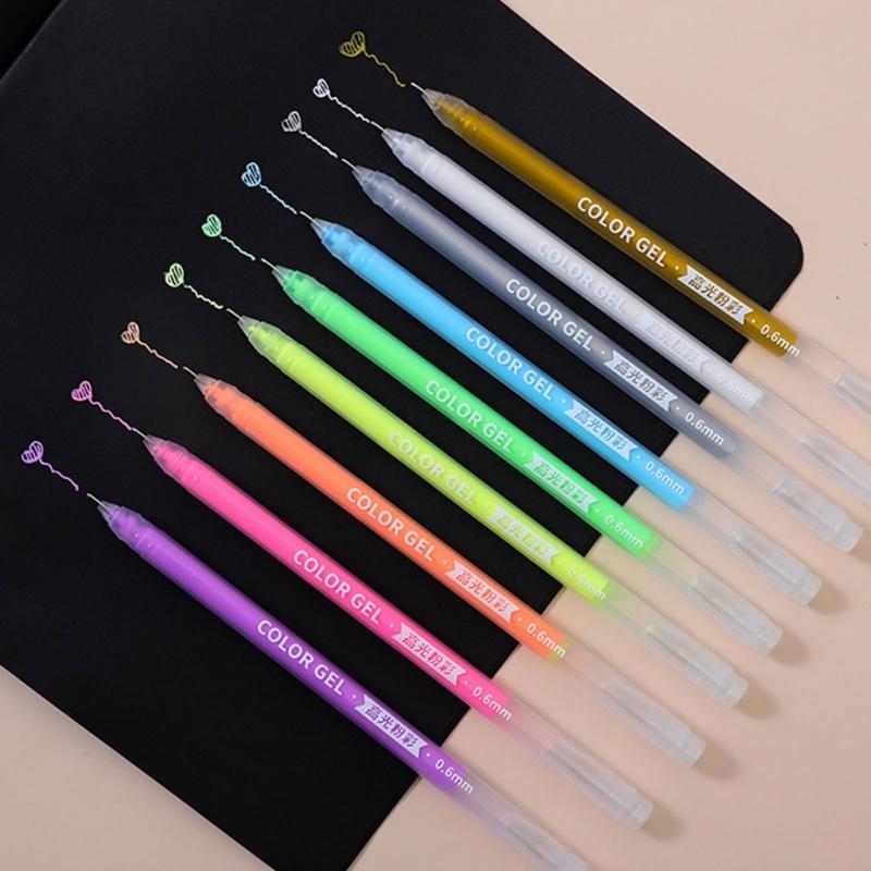 Fluorescent Color Gel Pen 0.6MM Tip Acrylic Gel Inks Pen Quick Dry for Note Taking Journaling Color Coding Highlighting