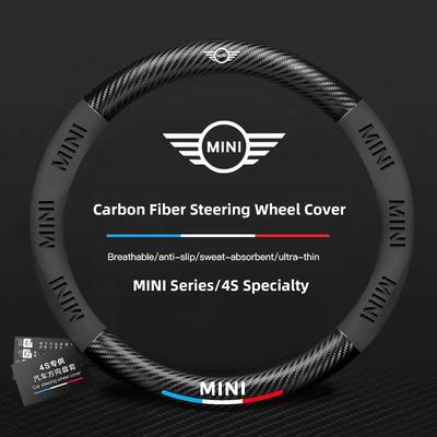 38cm Carbon Fiber Car Steering Wheel Cover For BMW Mini Cooper JCW Works R56 R50 F54 F55 F56 F57 F60 R52 R53 R55 R57 R58 R59 R60
