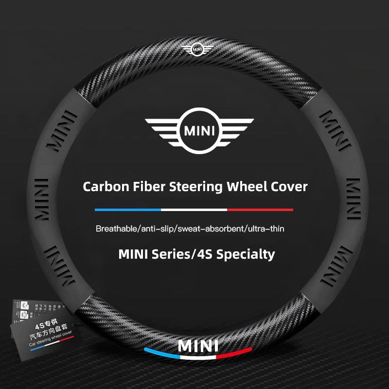 38cm Carbon Fiber Car Steering Wheel Cover For BMW Mini Cooper JCW Works R56 R50 F54 F55 F56 F57 F60 R52 R53 R55 R57 R58 R59 R60