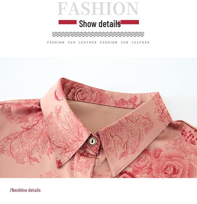 Elegant Mulberry Silk Long Sleeve Lapel Shirt for Middle-Aged Women
