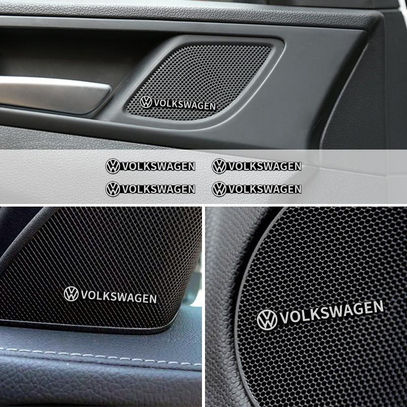 4pcs 3D Car Audio Stereo Speaker Badge Sticker Decal emblem Sticker For VW Volkswagen Golf Polo Passat Touran Bora Jetta Tiguan BDE1