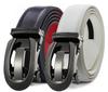 [Xsfirecow] Men's Belt [Set of 2] Gentlemen's Belt, Auto-Lock, 3.5cm Wide, Gift Box Included - Adjustable Size (08 [Set of 2 Belts Without Holes])