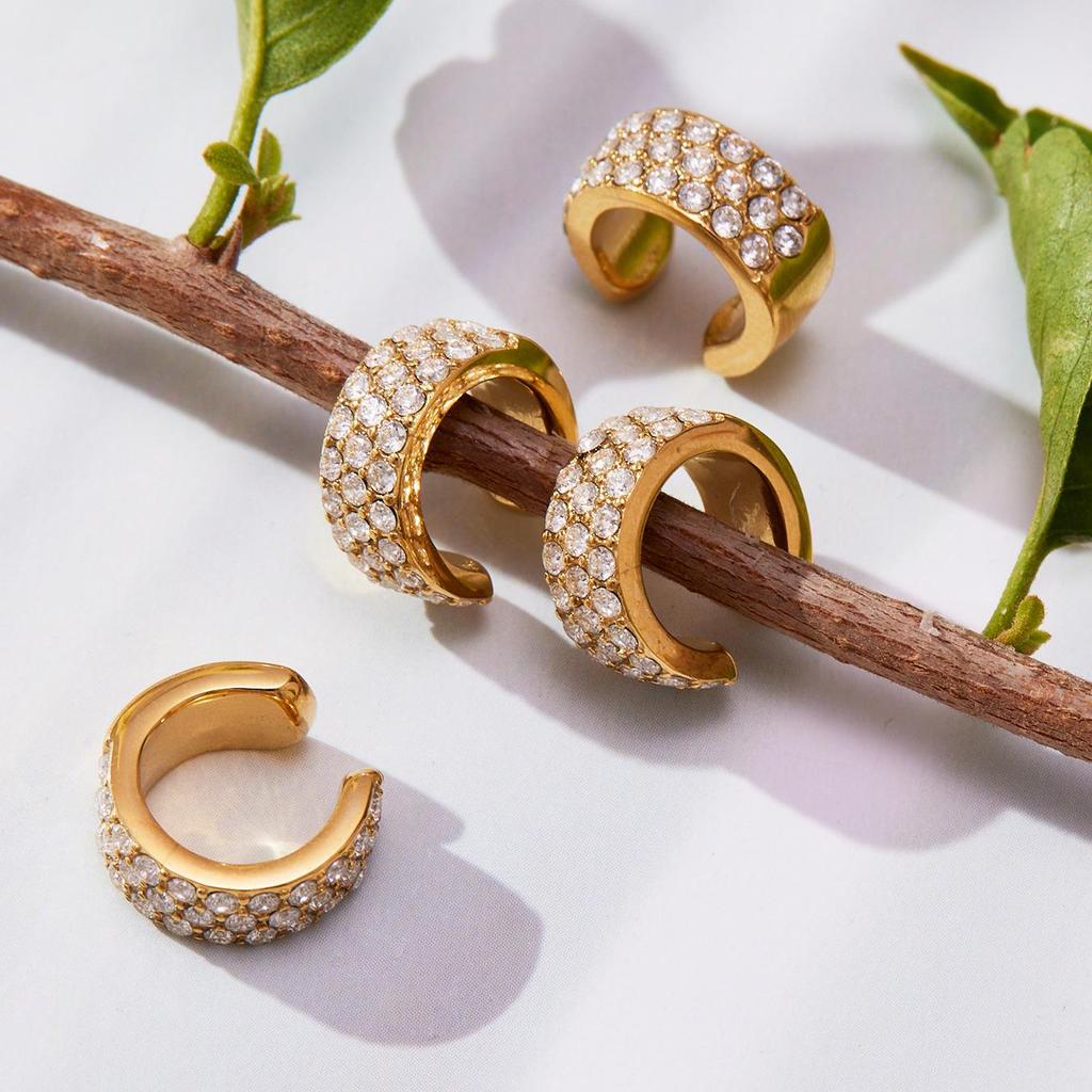 Oumeka Zlatem plátovaná náušnice zirkonového diamantu 18K - Nerezová ocel, která nebledne