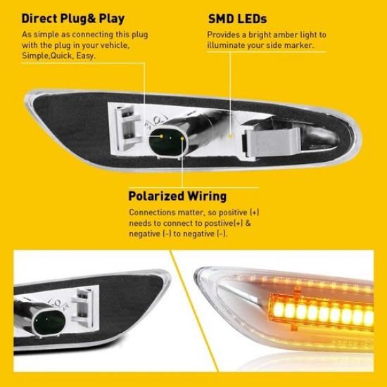 SMD LED Fender Front Side Marker Lights For Assembly BMW E90 E82 E92 E46 E83 E60