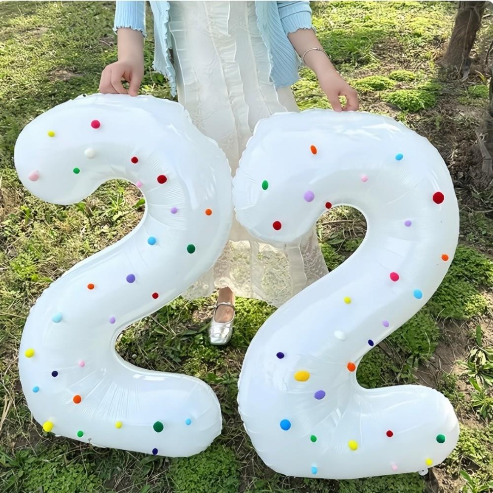 32 Inch Aluminum Foil Balloons Colorful Plush Balls Balloons Set Celebrating Birthdays