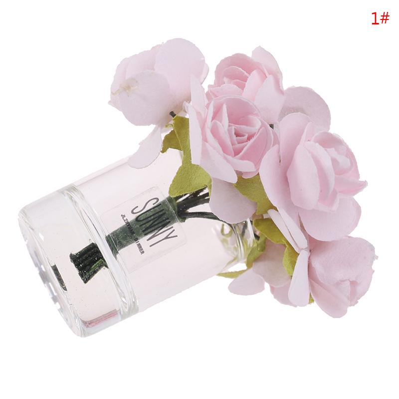 1:12 Dollhouse Miniature Jasmine Flower Vase Glass Dried Flower Vase Flower Arrangement Pot Doll Home Simulation Potted Plants