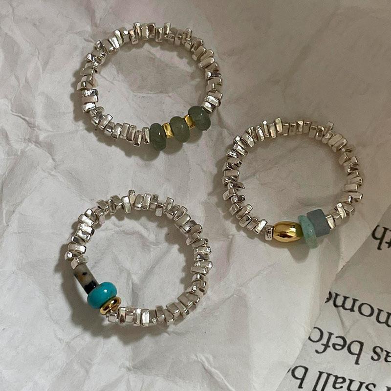 Ins Versatile Fashion Copper Ring With Unique Beaded Geometric Pattern