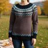 Ladies' Fashion Sweater, Round Neck,Loose Pullover Long-sleeved Knitted Sweater