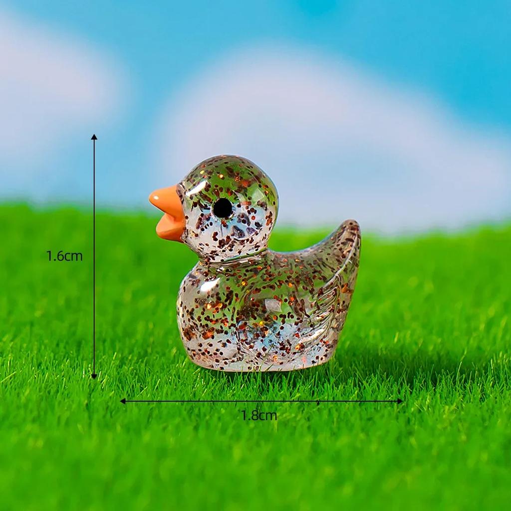 50 Stück Mini-Enten Pailletten Miniatur-Ente Harz Schreibtischdekoration Niedliche Figuren Feengarten Zubehör Heimdeko DIY Puppenhaus