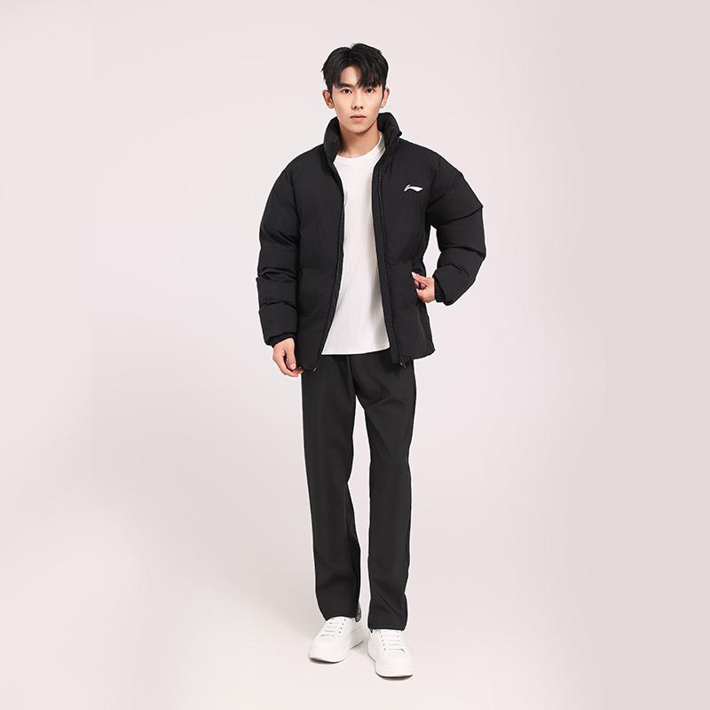 Li Ning Table Tennis Series Warm Stand Collar Comfortable Versatile Long Sleeve Cotton Jacket Unisex Jackets Black AJMU293-1