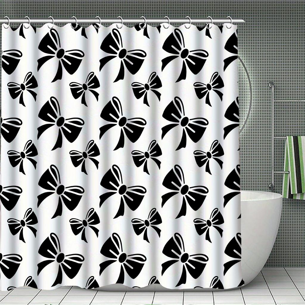 3D Black Bow Curtains Cool Shower Curtain Set For Bathroom Modern Bath Rug Decor For Bathroom Shower Curtains Multi-Size Design