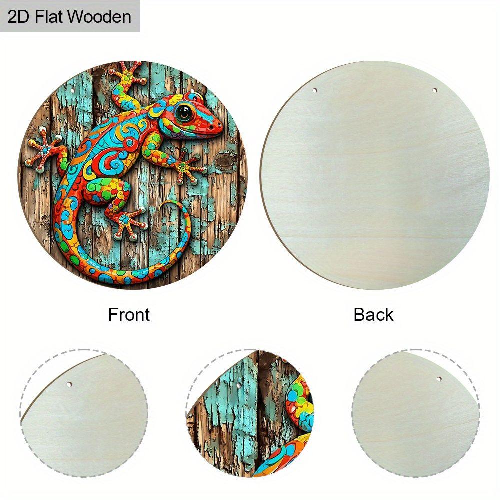 2D Flat Hanging Decorative Signs,interior Wall or Door Decoration,garden Decoration,the Pattern Is a Colored Lizard,a Housewarming Gift for Friends