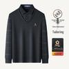 Montagut Men's Fleece Lined Faux Two-Piece Collar Long-Sleeve Polo Shirt