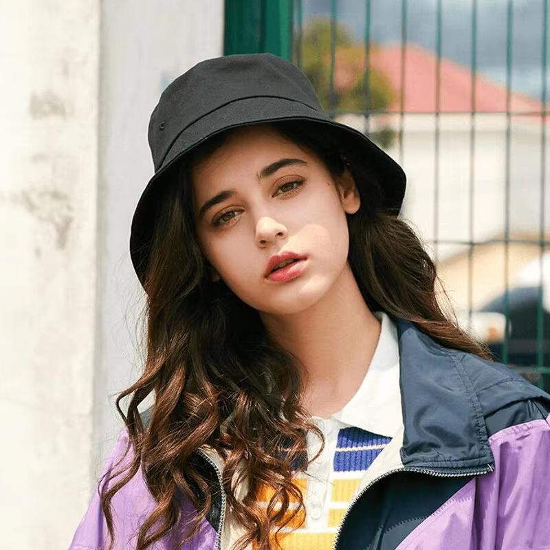 Women's summer hat, wide-brimmed outdoor hat, solid color soft cotton sun hat, portable foldable Panama hat for women
