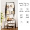 YIJIALEA Ladder Shelf, 4-Tier Leaning Ladder Bookshelf, Rustic and Wood Ladder Shelf Bookcase, Industrial Ladder Shelf Storage Rack for Home Office,