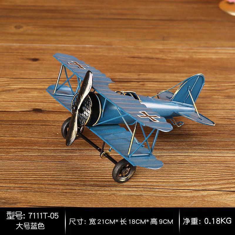 Home Wrought Iron Large Aircraft Model Personalized Ornament Handicrafts Retro Old Machine Decoration Retro Style