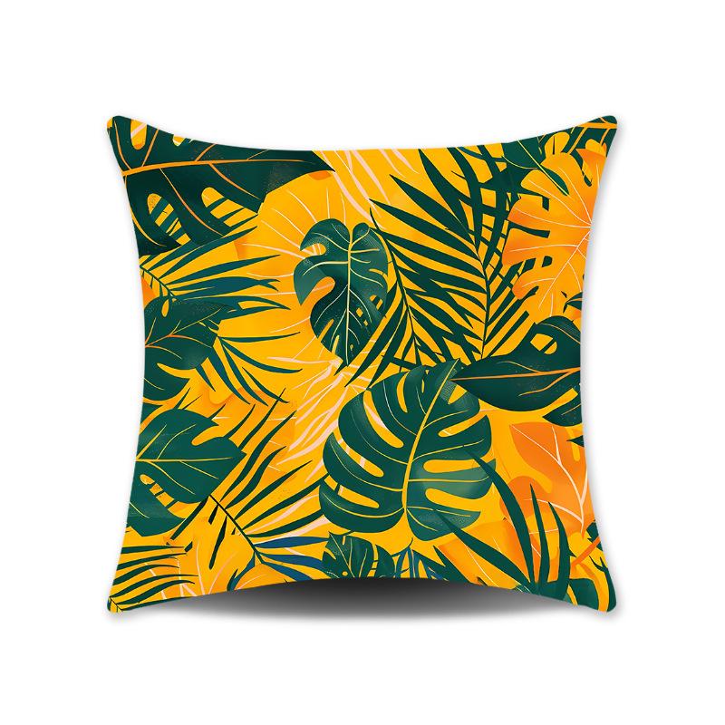 Green Leaves Plush Cushion Cover for Sofa or Bedroom