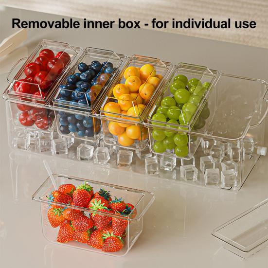 Taco Bar Serving Set for Party Ice Chilled Condiment Caddy Organizer for 5 Removable Compartments Garnish Serving Tray Platter for Picnic Camping