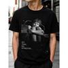 Men's Black Graphic T-Shirt With Vintage Girl Print And Slogan, Soft Cotton Short Sleeve Crewneck Top For Casual Streetwear Style