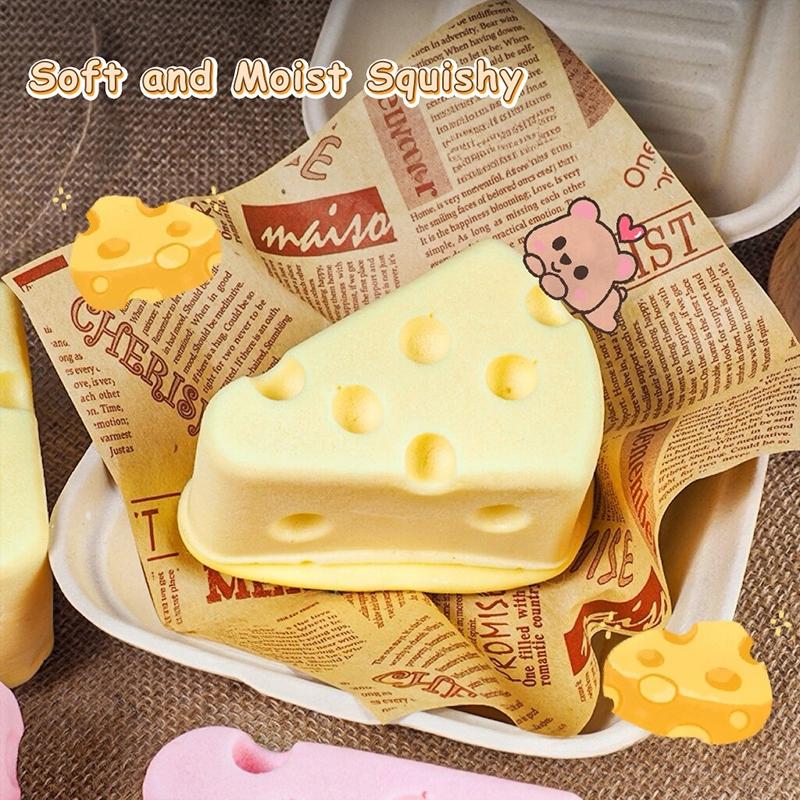 Cheese Bread Squishy Toys Stress Relief Decompression Toys Squeeze Cheese Bread Sensory Toys Party Gifts Anti Stress Props