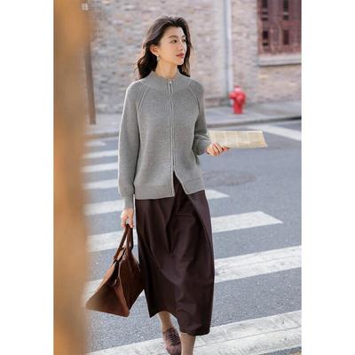 Mocana Damen Pullover mit kleinem Revers und langen Ärmeln