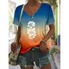 Womens V-Neck Short Sleeve T-Shirt With 3D Printed Striped Loose Fit Casual Chic Top 2025