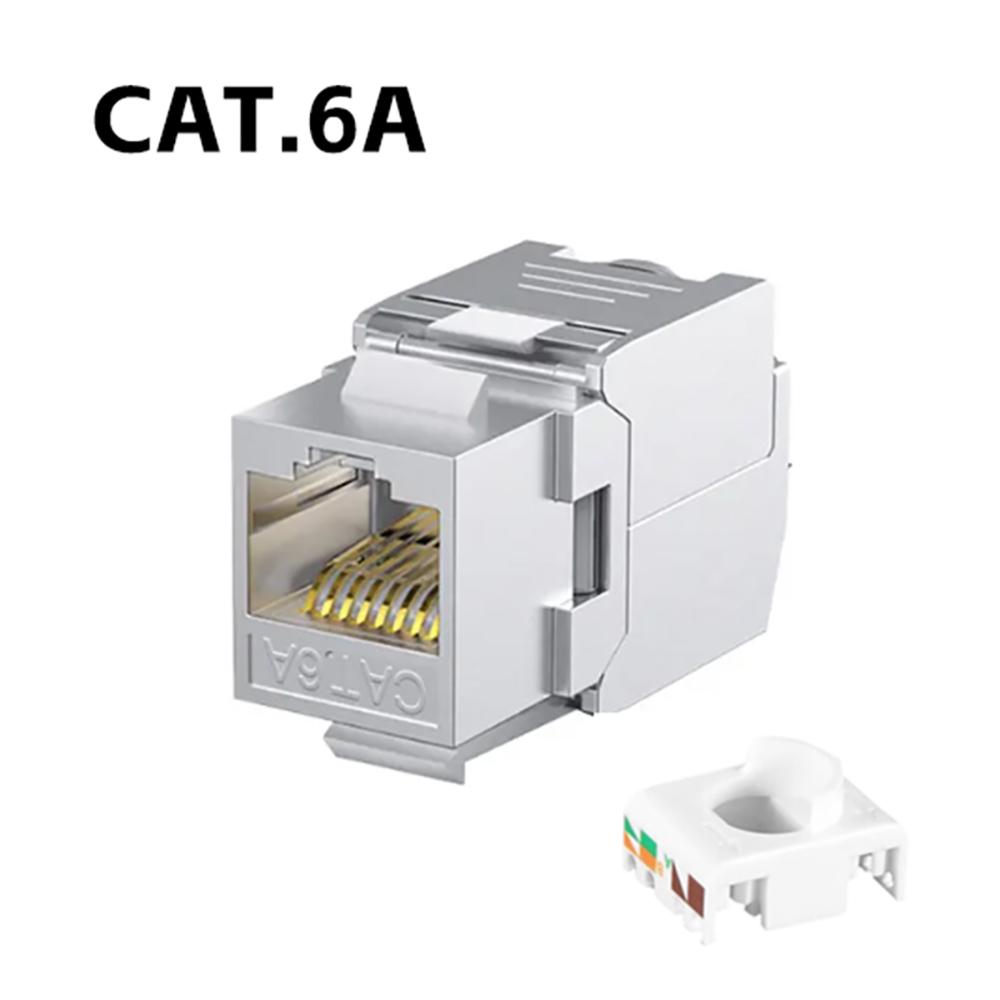 Cat6a Cat7 Cat8 Keystone-Buchse Cat7 RJ45 STP Werkzeuglos Typ Zinklegierung Modulbuchsen Adapter Kupplung für 22 bis 26 AWG Massivdraht