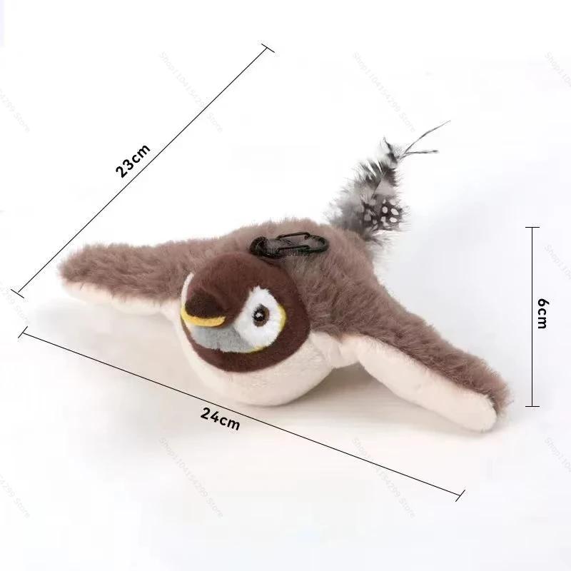 Hot Sale Interactive Cat Toys Rechargeable Chirping Flapping Wings Bird with Catnip Cats Touch Activated Plush Toys for Cats
