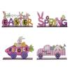 Colorful Easter Bunny & Eggs Wooden Desktop Ornament