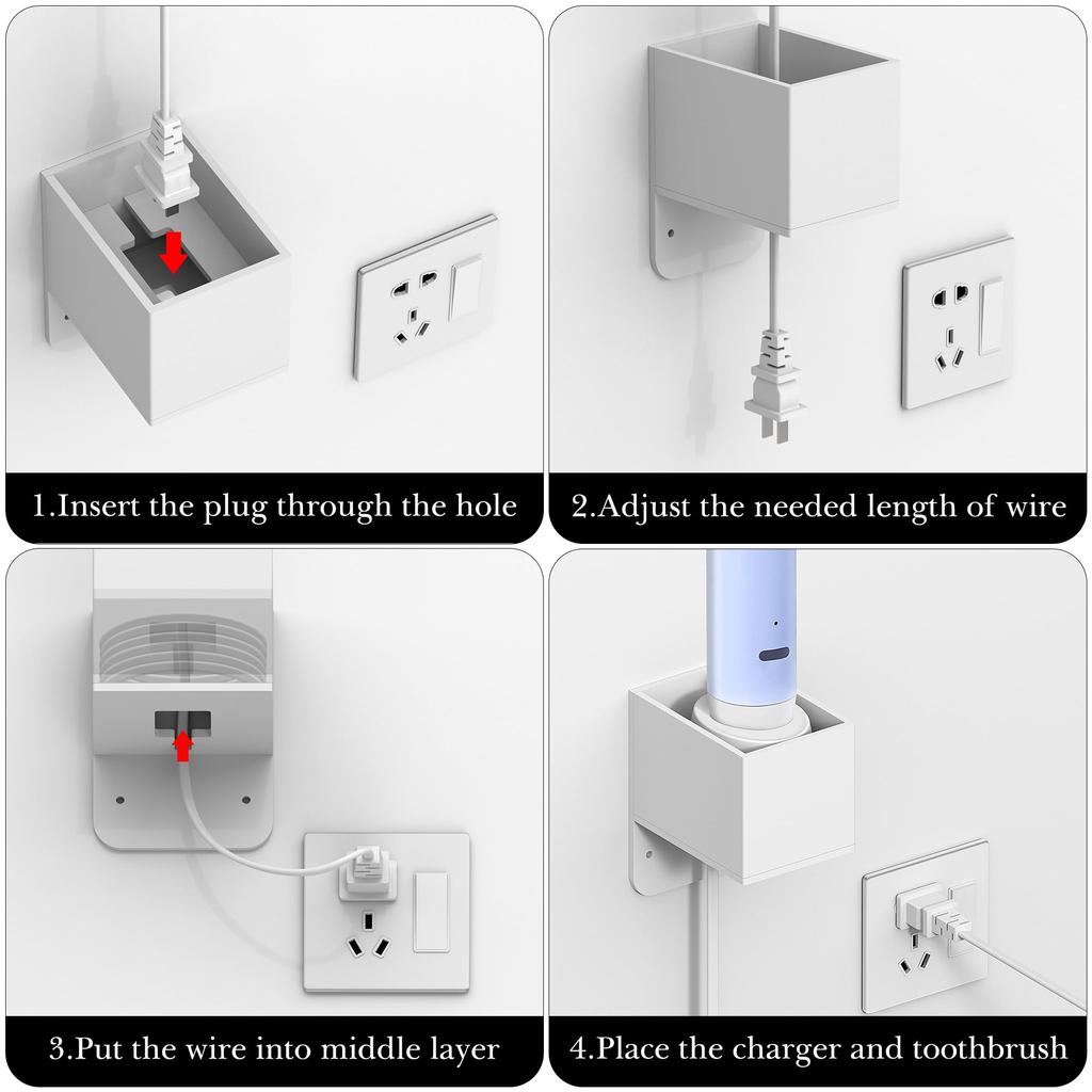 Linkidea Electric Toothbrush Charger Stand with Cable Electric Toothbrush Rack Compatible with iO Series Charger Wall-Mounted Holder, Dual-Tier
